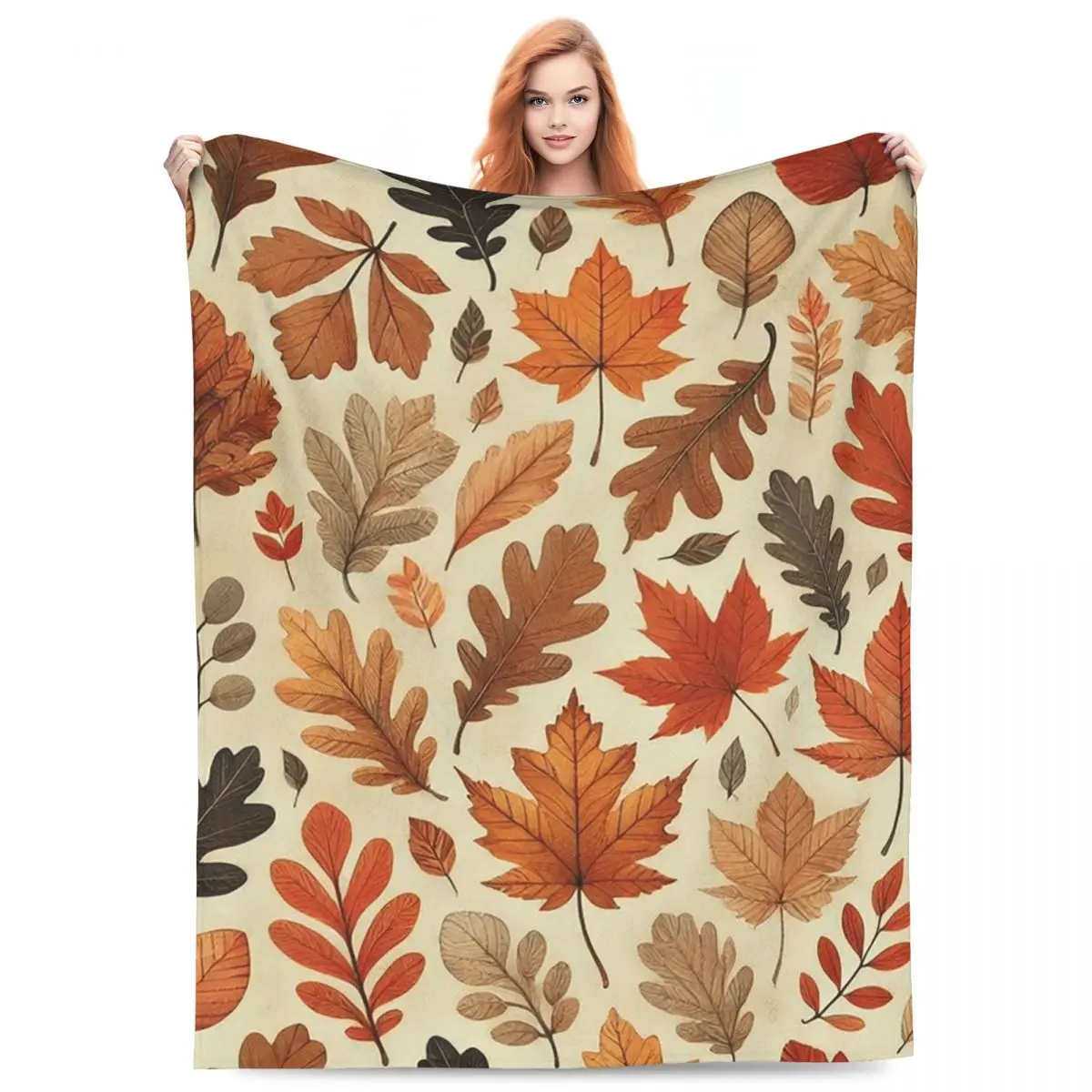 Autumn Leaves Blankets Fleece Sofa Throw Blanket Lightweight for Home Bedroom Outdoor Throws Bedspread Quilt