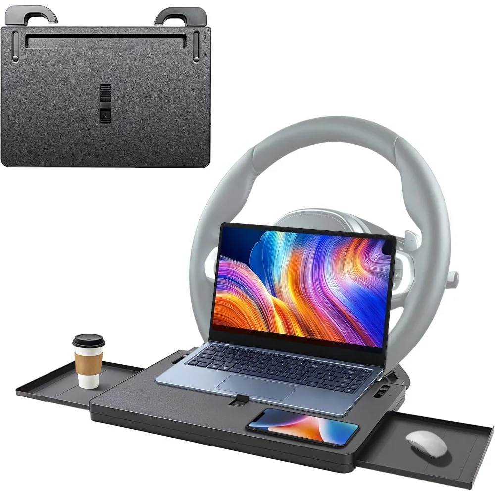 

Anti-Slip Car Tray Table Food Tray Desk Folding Laptop Desk Auto Steering Wheel Tray Mount Adjustable Water Cup Computer Bracket