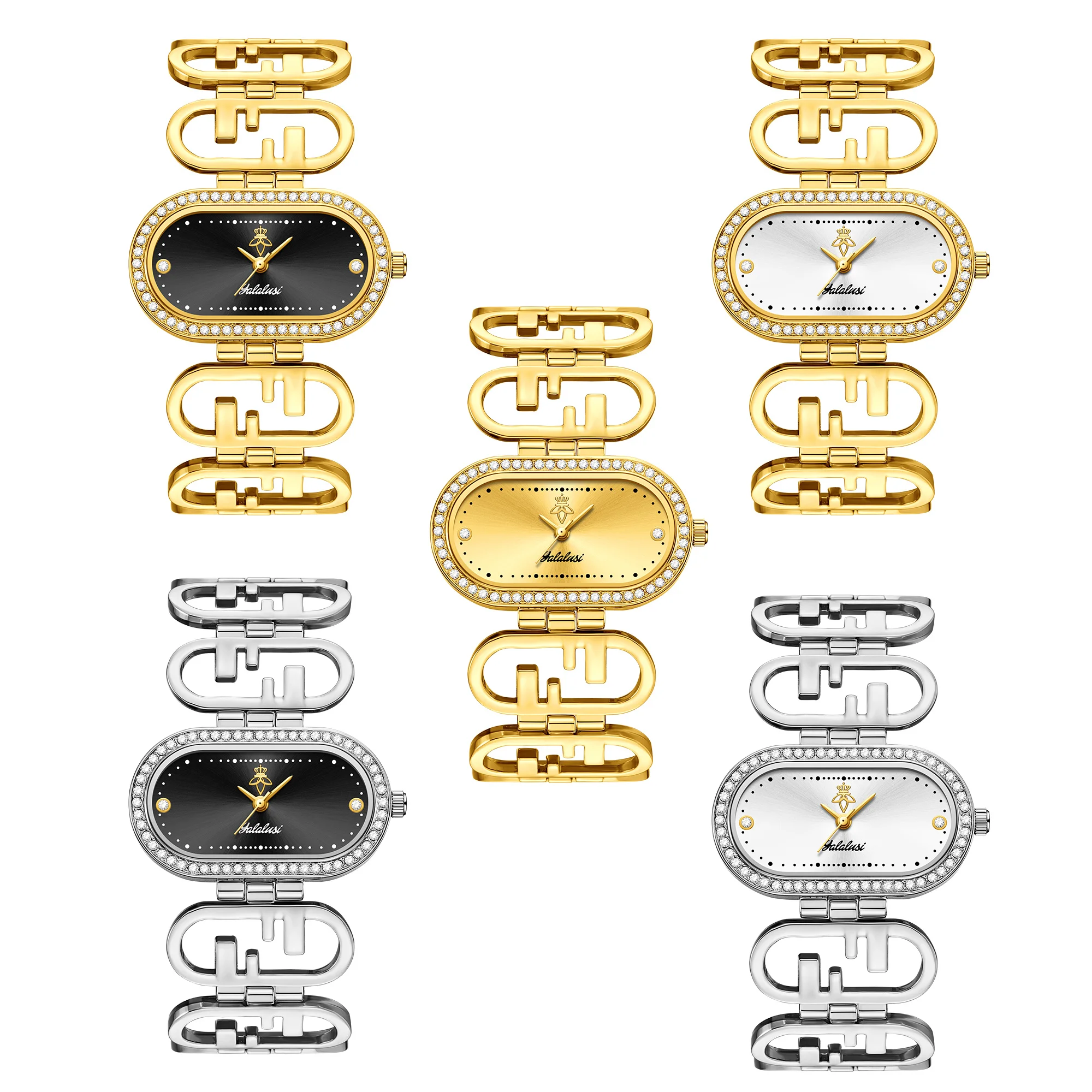 YaLaLuSi Fashion Women's Quartz Watch Luxury Gold Women's Watches Sparkling Rhinestones Gift Box A Good Choice for Gifts