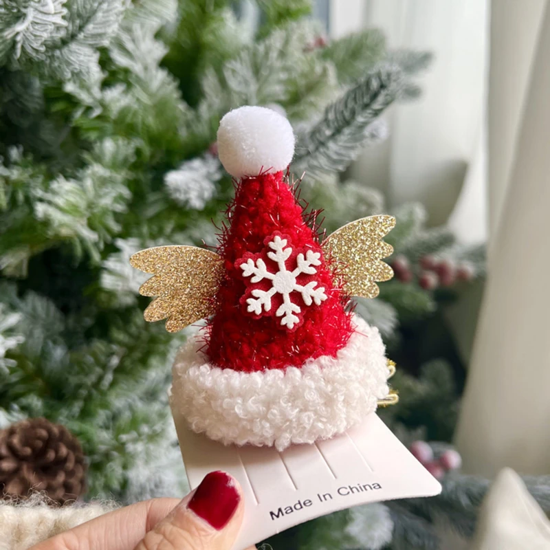 Mini Cute Sparkling Santa Claus Hat Christmas Hair Clips Xmas Party Gift For Adults And Kids New Year Headwear Hair Accessories