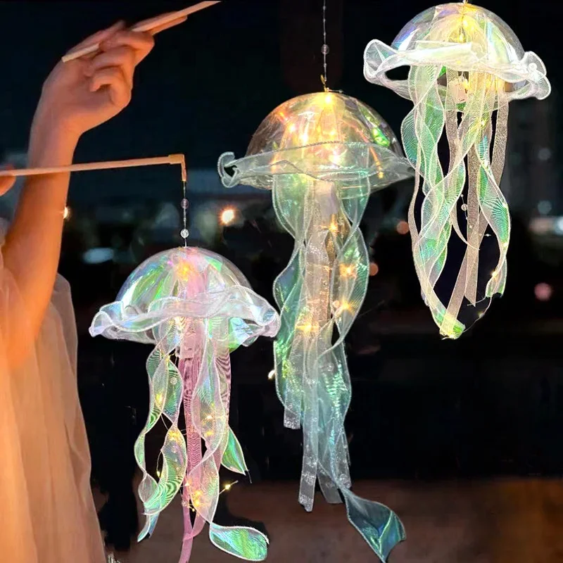 Luminous Jellyfish Lamp Colorful Luminous Toy Internet Celebrity Explosive Product Handheld Colorful Jellyfish Lantern