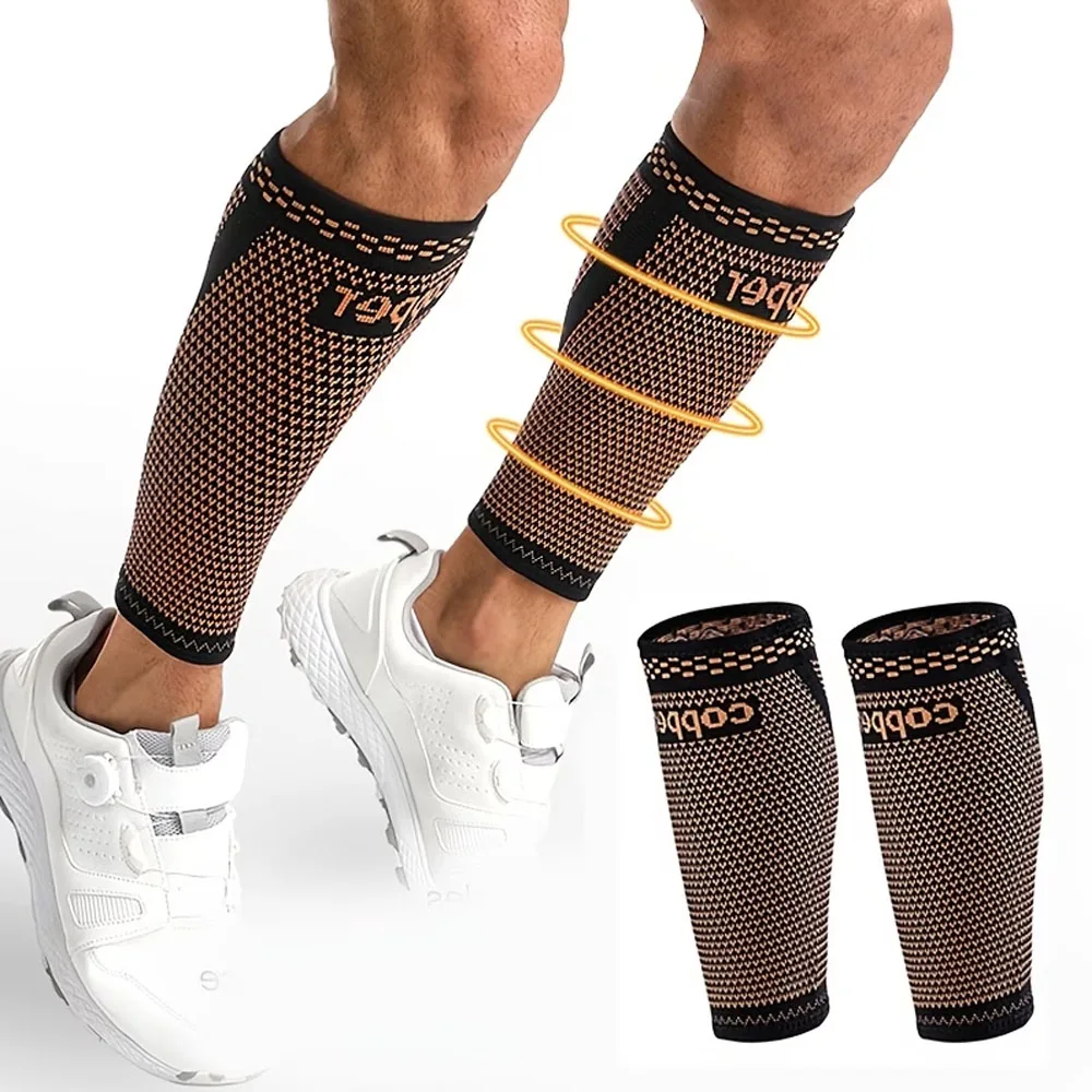 1 Stück Kupfer-Kompressionsmanschette für Männer und Frauen, Fußlose Kompressionsstrümpfe zur Unterstützung bei Krampfadern, Sport, Fitness