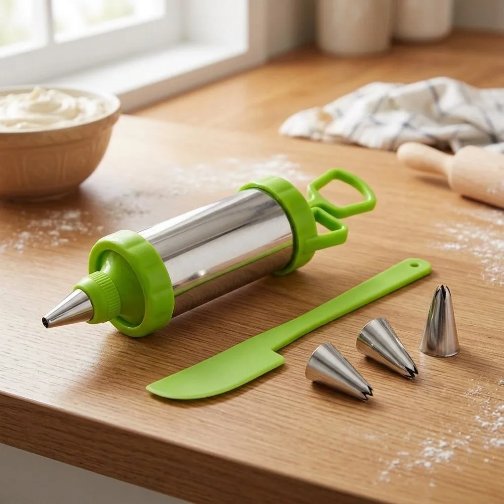 Stainless Steel Cake Decorating Nozzle Set With Ergonomic Grip PP Material For Cream Icing Piping Scraper Baking Tool Kitchen