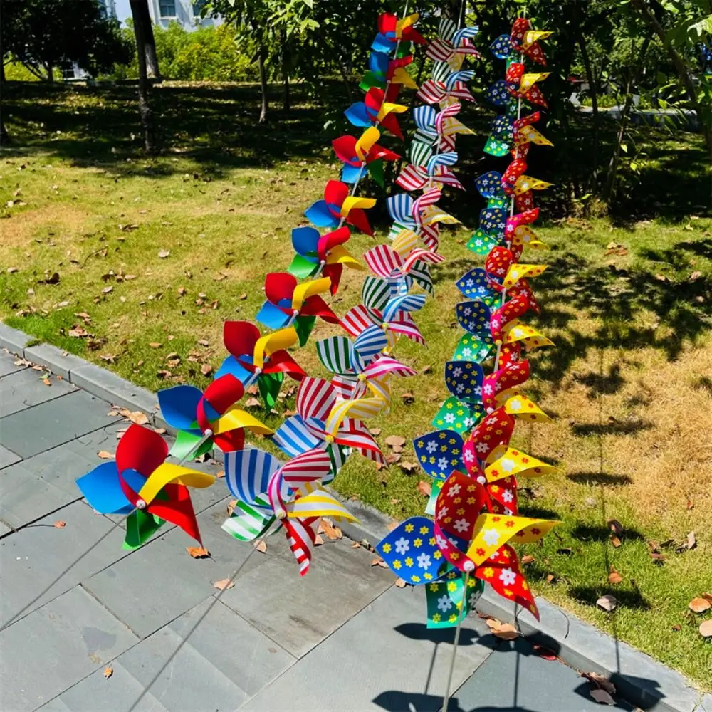 10pcs/set with Rope Strings Colorful Arch Corridor Windmill Colorful Plastic Striped Circular Suspension Windmill