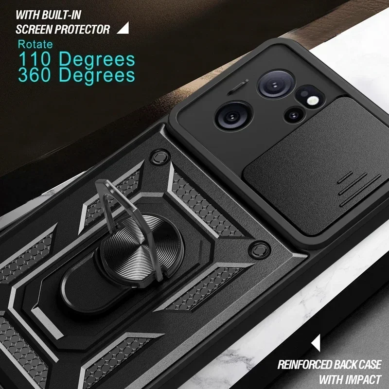 Armor Case for Xiaomi 13T Pro 13 Lite 12T 12 11T Mi 11 Lite 5G Cover Lens Protection with Ring Magnetic Holder Coque Fundas