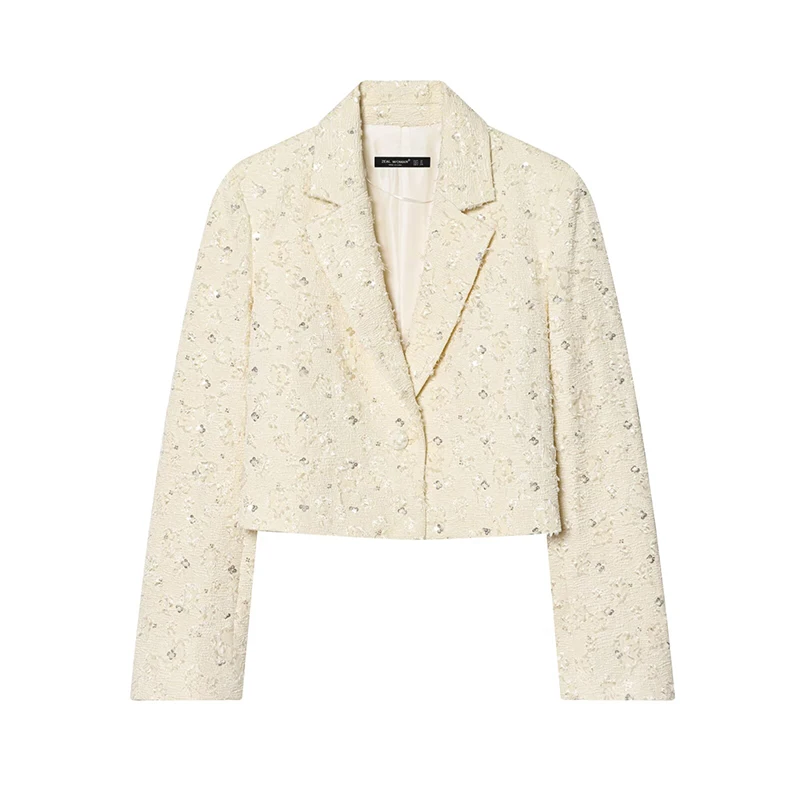 Office Women's Blazers Spring 2026 New Fashion Sequins Elegant Slim Short Jackets Chic Youth Street Warm Blazers Holiday Jacket