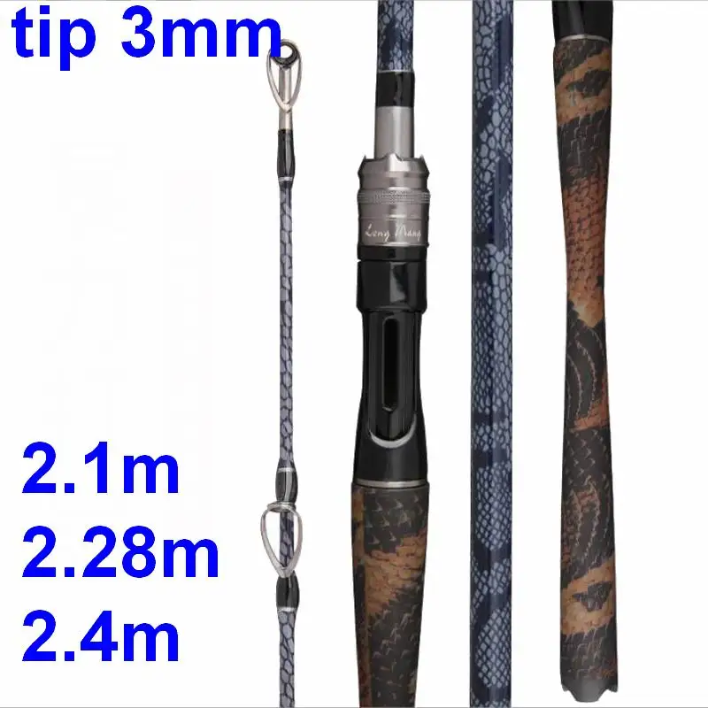 ZZ257 Tip Dia. 3mm SnakeheadFishing Rod Carbonfiber 2 Sections Straight or Gun Handle 50-80# Hardness Bait 80-400g PE No. 3-8