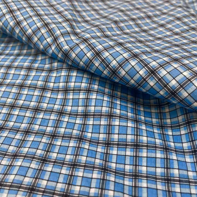 

Синяя решетчатая хлопковая ткань с принтом для платья/блузы Telas Para Costura Tissus, ткань «сделай сам», швейный материал