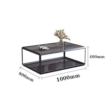 Minimal coffee table Italian stainless steel double-layer table rectangular table electroplated titanium brushed corne