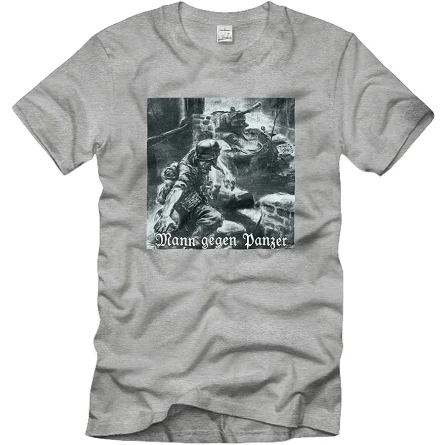 Men T-Shirt Man Against Tank Soldier T24 Tellermine Close Combat  Casual 100% Cotton O-Neck Summer TShirt