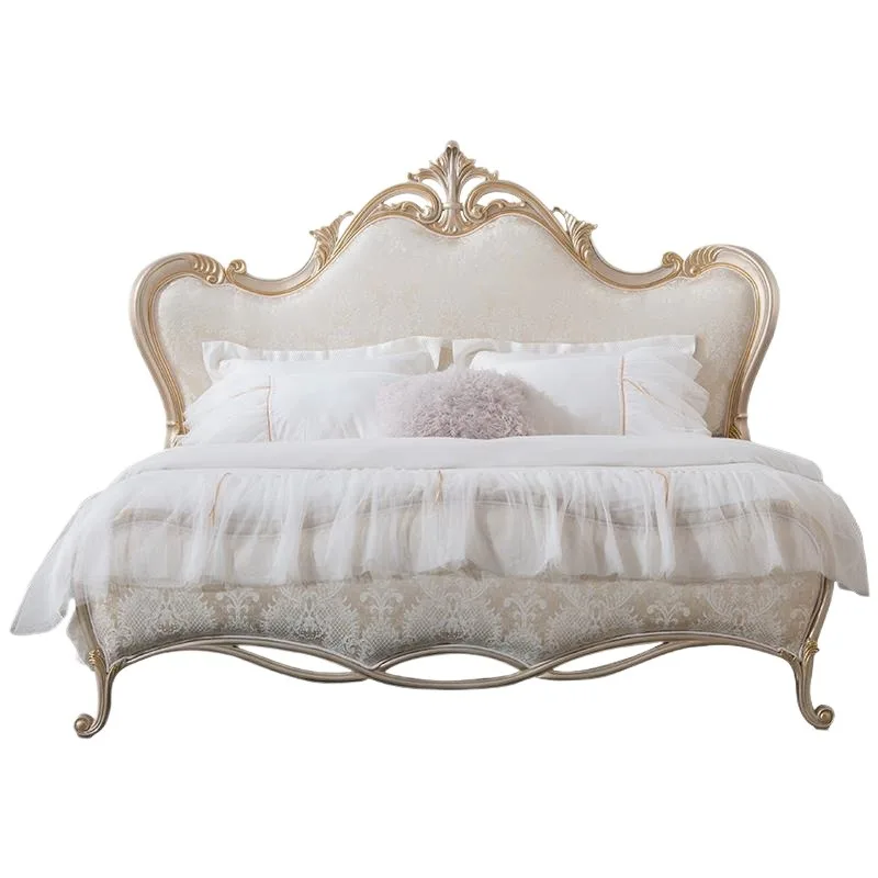 French court style retro jacquard fabric double bed, European princess bed