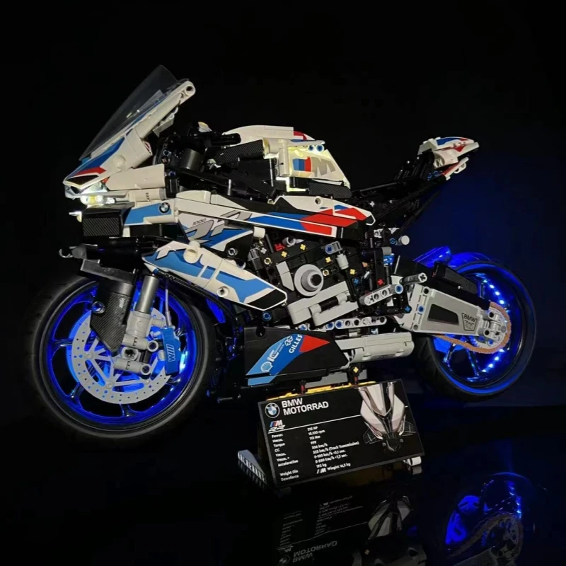 BYB LED Light Kit For 42130 M 1000 RR Motorcycle Building Blocks Decorative Lamp Remote Control Not Include Lego Building Blocks