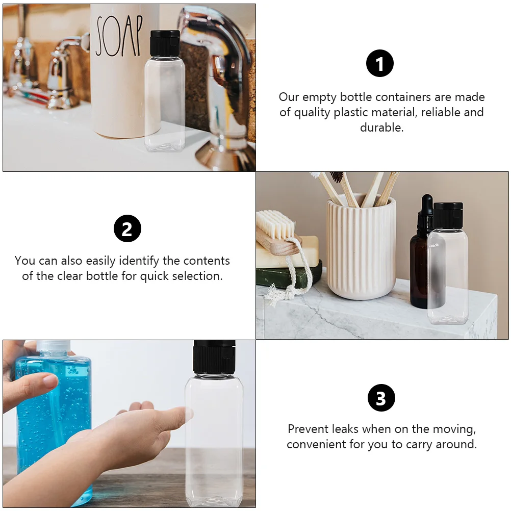 

30 Pcs 50ml Transparent Square Bottles Empty Refillable Containers Portable Travel Spray Safe Reusable