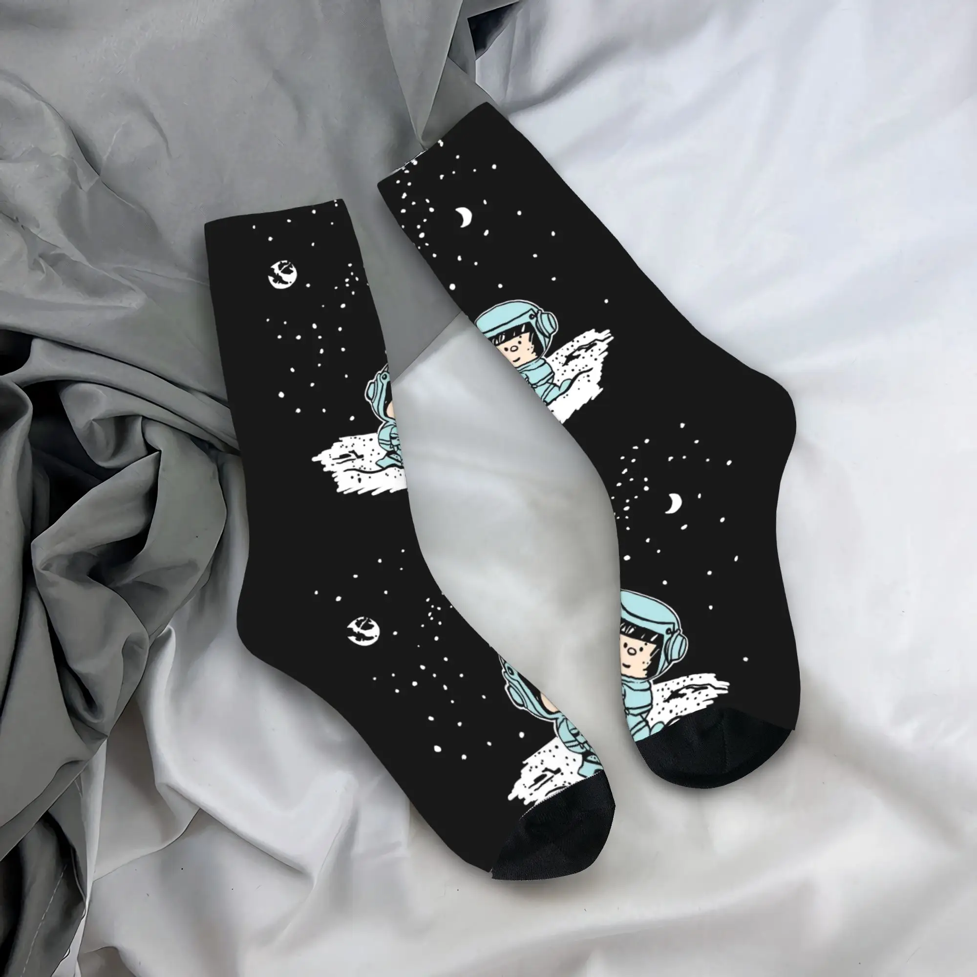 

Носки Custom Mafalda In Space для мужчин и женщин, теплые, забавные, оригинальные, с изображением комиксов и мультфильмов Quino, укороченные носки