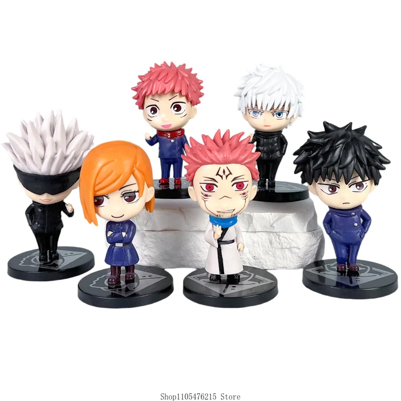 Anime-Figuren 6 Stück/Set Jujutsu Kaisen Gojo Satoru Yuji Itadori Figuren Puppen Spielzeug Actionfiguren Yuji Itadori Fushiguro Modell-Spielzeuge