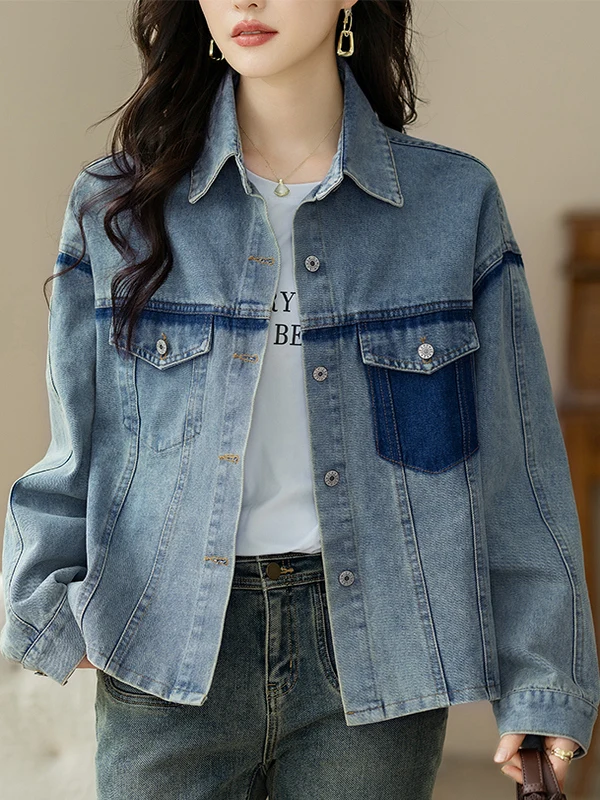 

Casual Loose Women's Denim Jaet Spring Autumn Faionable Korean Sle Large Size Design ular This Year Ladies' ort Coat
