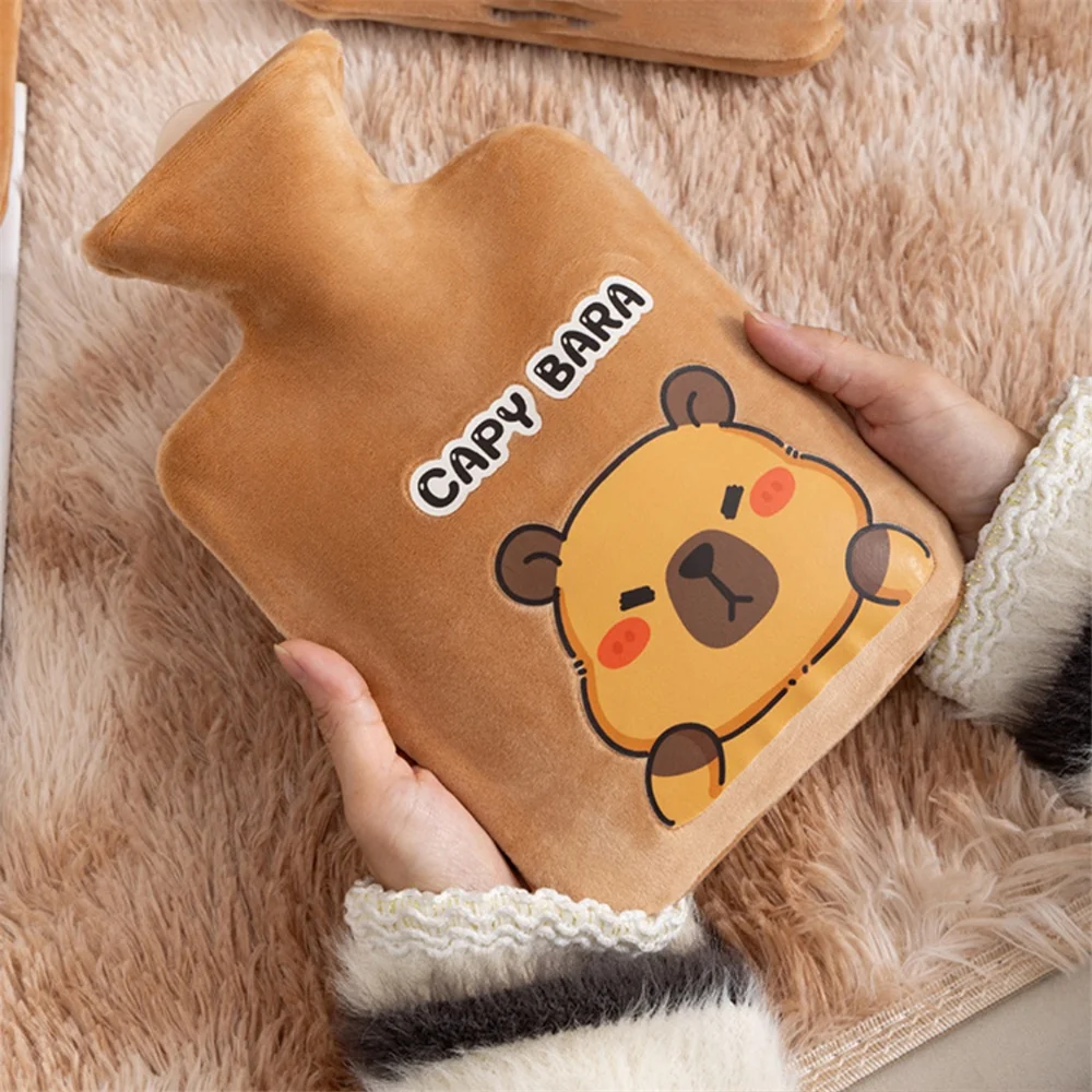 500ml/1000ml/2000ml Fashion Hot Water Bottle Cartoon Capybara Multipurpose Plush Cover Portable Removable Hot Water Bag