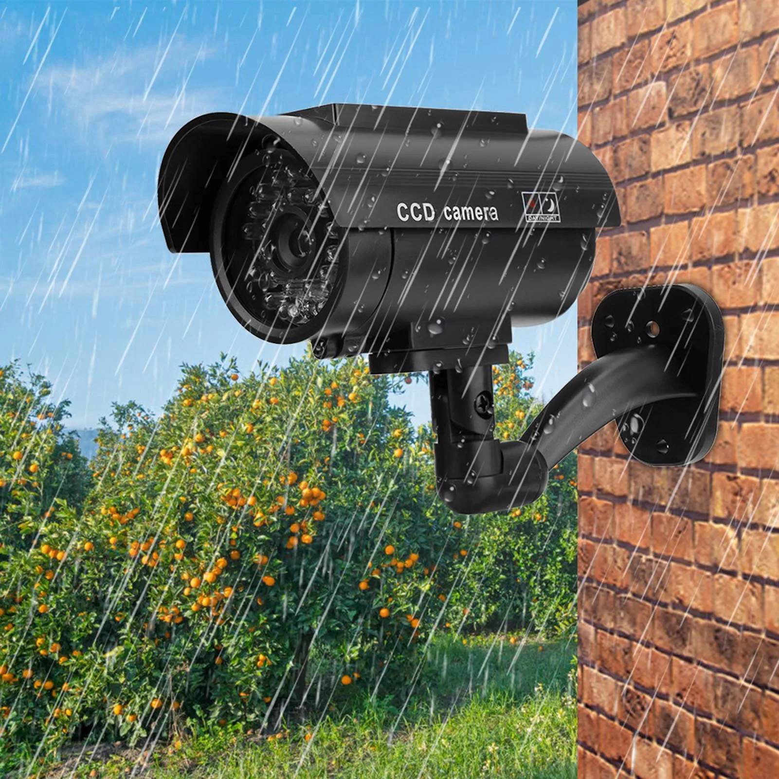 zk30 Solar Powered Waterproof Imitation Dummy Security Fake Camera With Flashing LED Light