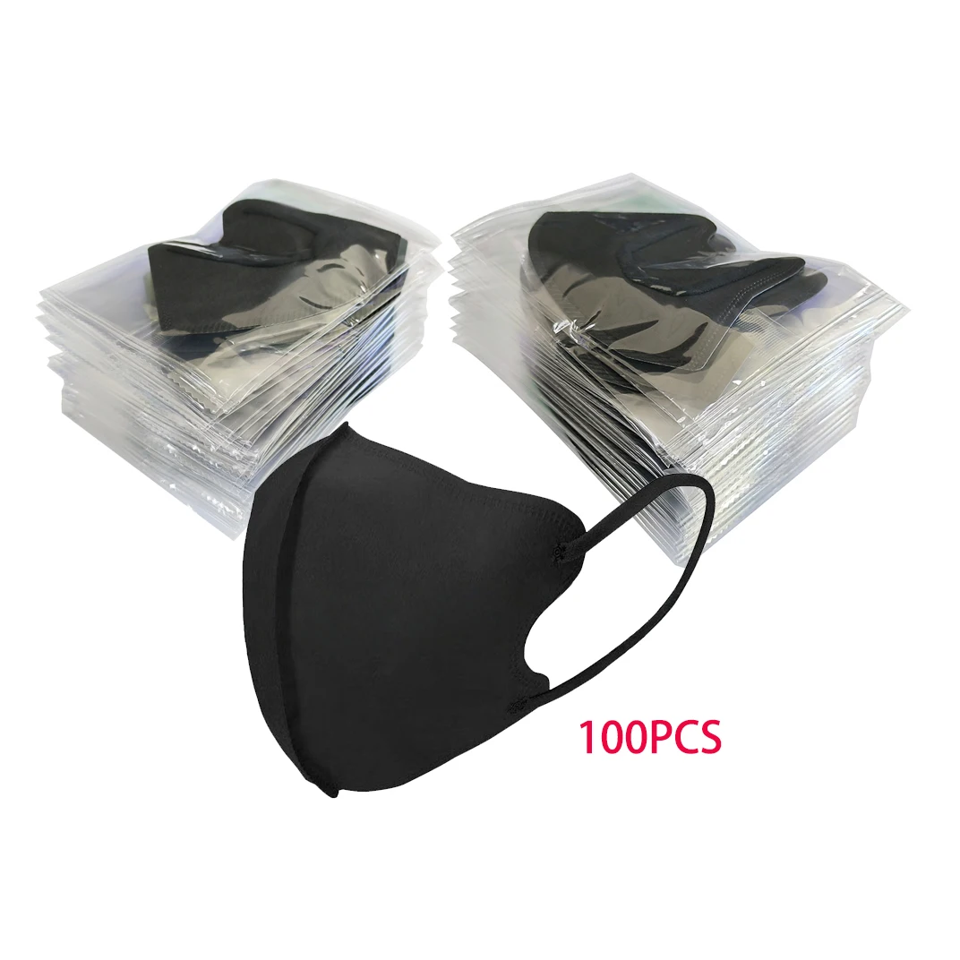 

100 шт. 3D маска от пыли, маски для лица, одноразовые противопылевые защитные маски, ушные петли, маска для рта, черные маскариллы, индивидуальная упаковка