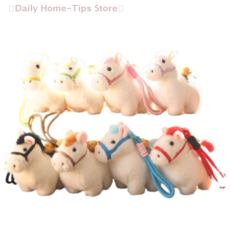 Niedliches chinesisches Jahr des Pferdes Pony Plüschpuppe Maskottchen Stofftier Schlüsselanhänger Anhänger Lanyard Tasche Hängen Charm Neujahr Souvenir Geschenk