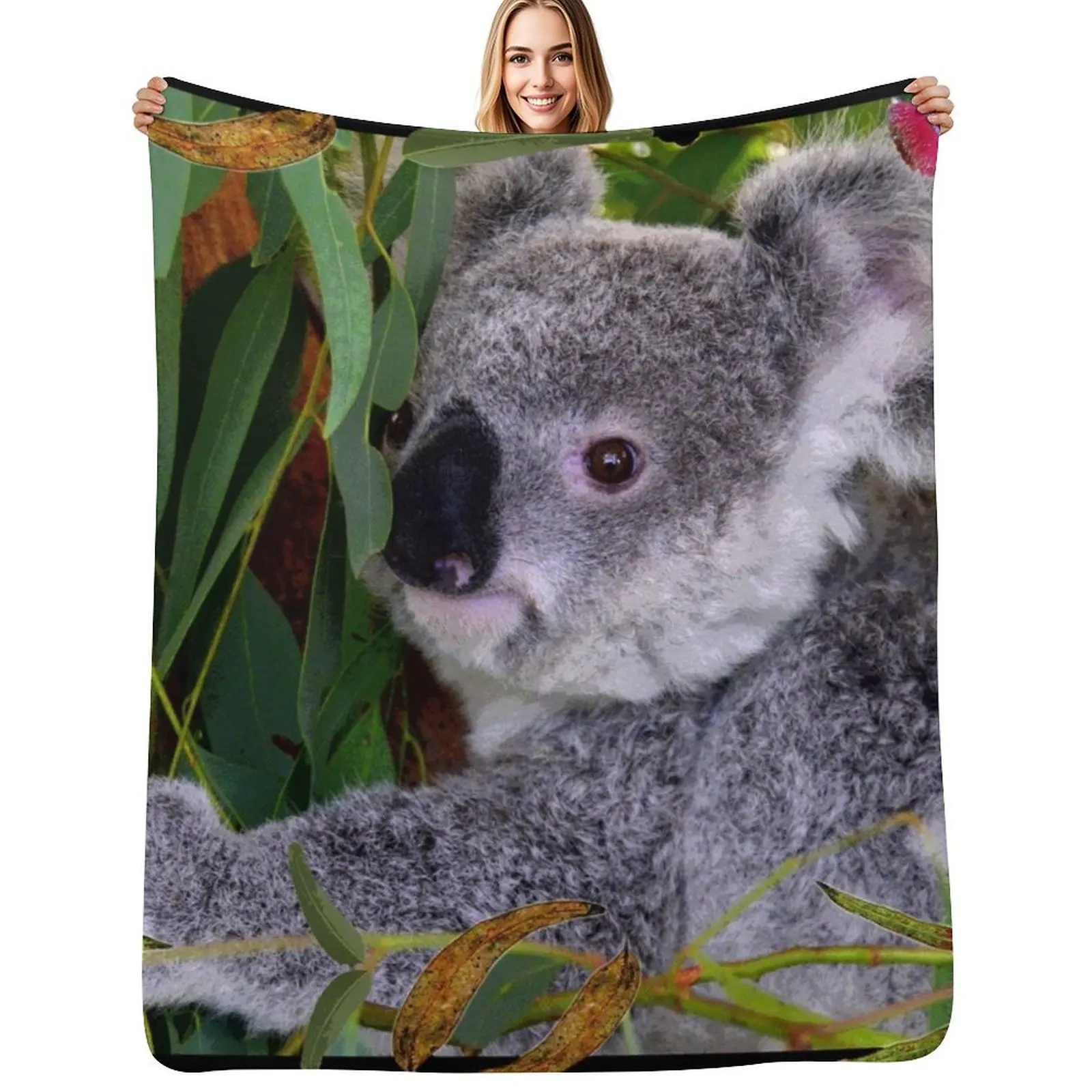 AUSTRALIAN KOALA, BIOPHILIC ART Throw Blanket Thin Soft Blanket for Summer Night Sleeping