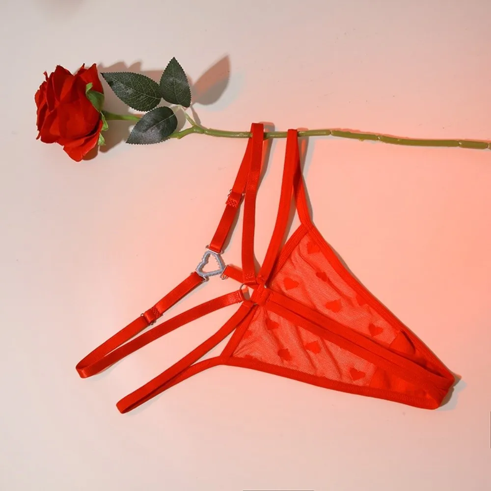 Comfortable Low Waist Heart Rhinestone Thongs Traceless Solid Color Bikini Briefs Love Heart Underpants T-back Panties Lingerie