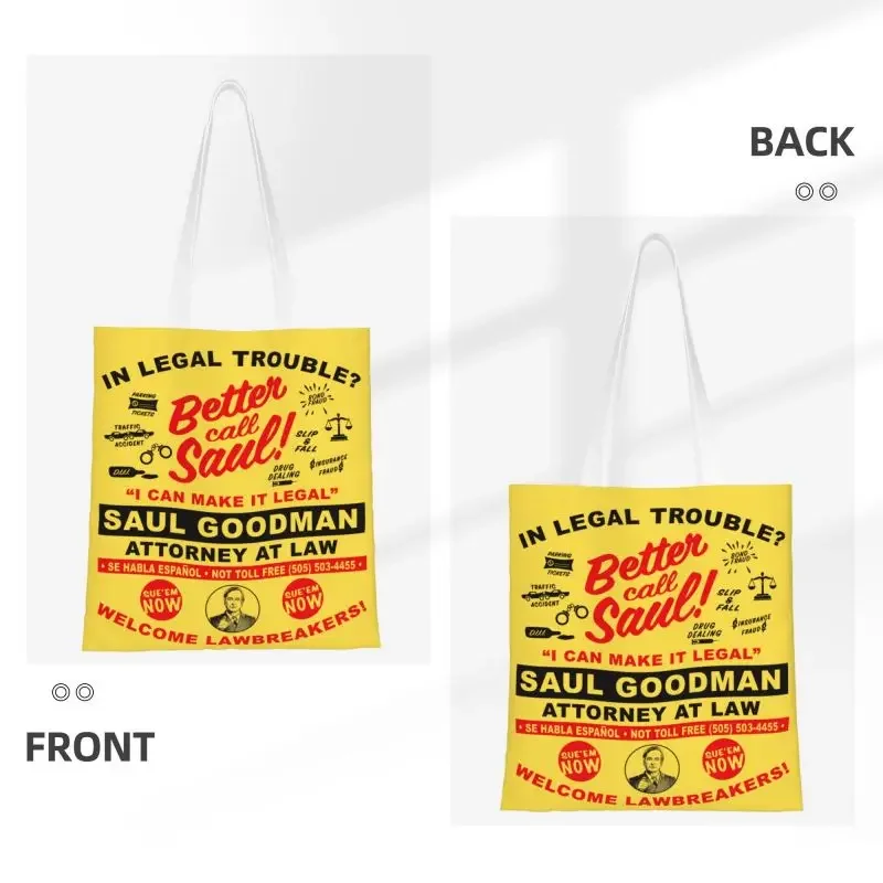 Fashion In Legal Trouble Better Call Saul Shopping Tote Bag Reusable Groceries Canvas Shoulder Shopper Bag