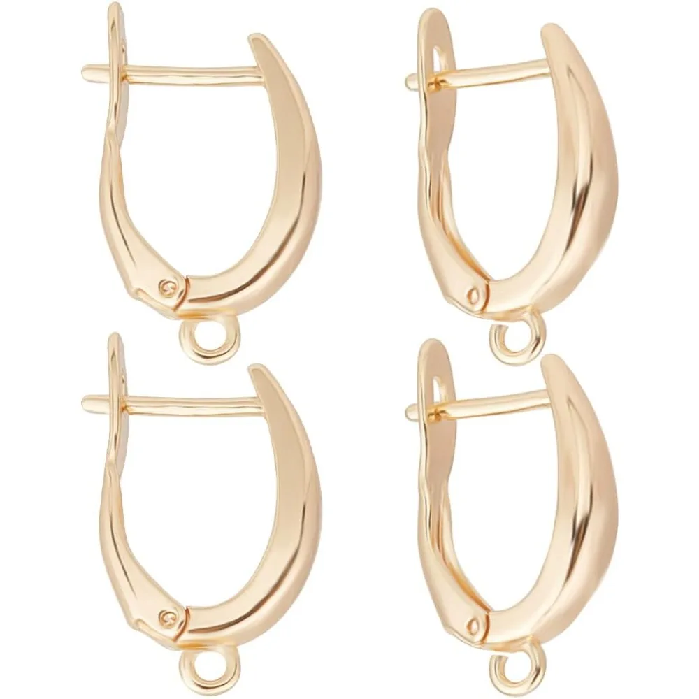 

1 Box 10Pcs Hoop Earring Findings 18K Gold Plated Lever Back Hugging Stud Earrings with Loop Components for Jewelry making kit