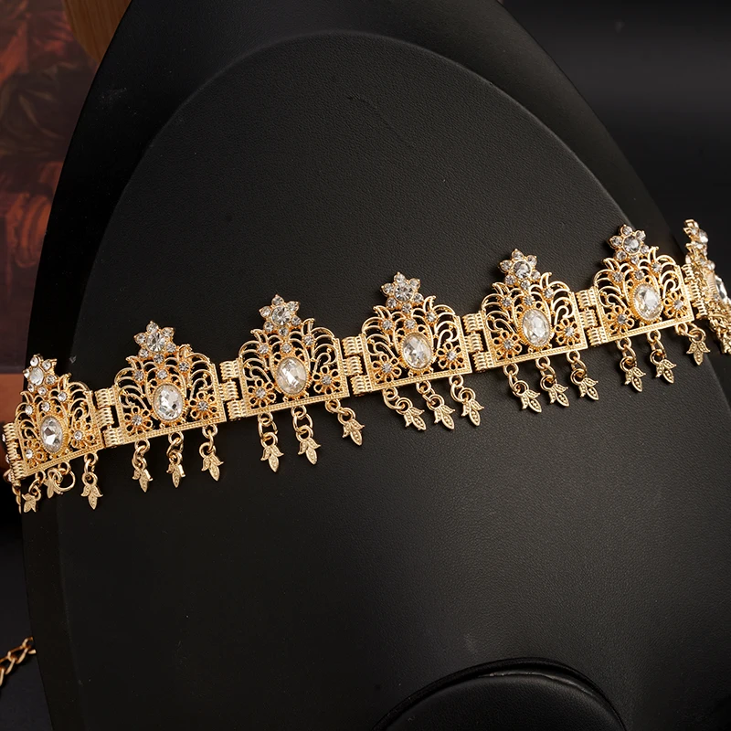 

Algerian Moroccan Bridal Headband Gold Color Arabic Wedding Crown Bridesmaid Jewelry Metal Hair Accessory Women Bijoux Marriage