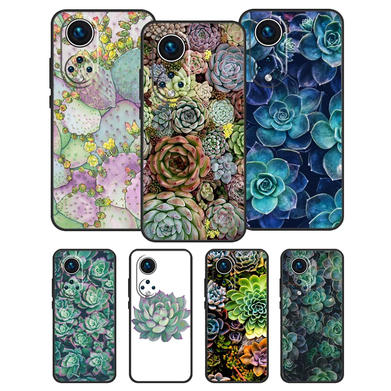 succulent plant Case For Huawei P30 Lite P40 P50 P20 Pro P Smart 2021 Nova 5T Nova 9 Honor X9 X8 X7 50