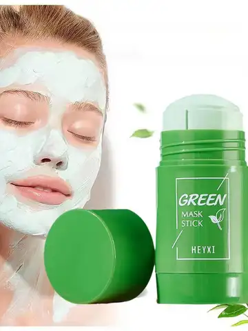 1/3PCS Green Tea Clay Stick For Face, Green Mask Stick Smear Acne Shrink Blackhead Green Tea Extract Facial Mask Pore Cleansing