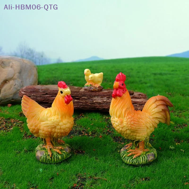 [New] Mini Farm Animal Ornaments, 3 PCS Rooster Hen Chick Figurines, Fairy Garden Miniatures For DIY Landscaping & Home Decor