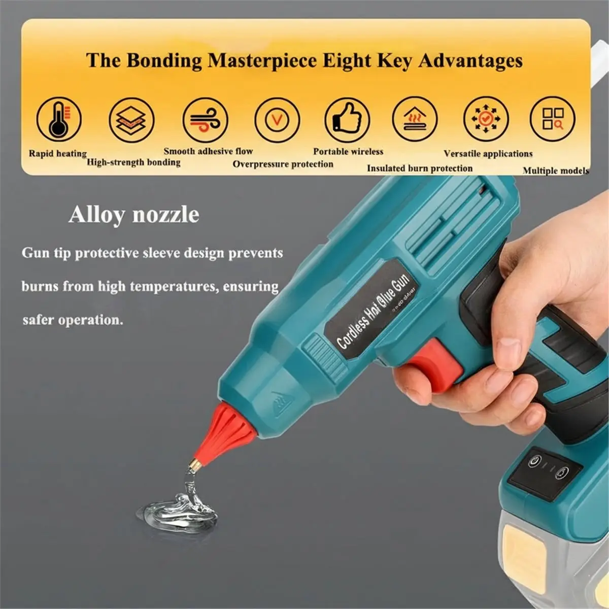 A77K Cordless Hot Glue for 20V Battery Digital Display Temperature Adjustable Heavy Duty Glue for DIY Crafts