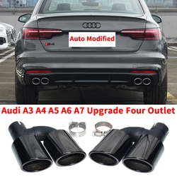 Quad Stainless Steel Car Exhaust Pipe For Audi A3 A4 A5 A6 A7 A8 Up S3 S4 S5 S6 S7 S8 SQ3 SQ5 Design Muffler Tip 60mm Tailpipe