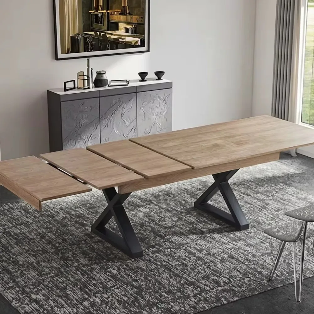 طقم طاولة طعام وكرسي فاخر قابل للتمديد مكون من 8 قطع بتصميم خشبي حديث للاستخدام المنزلي والفندقي للشقق وغرف الطعام #3