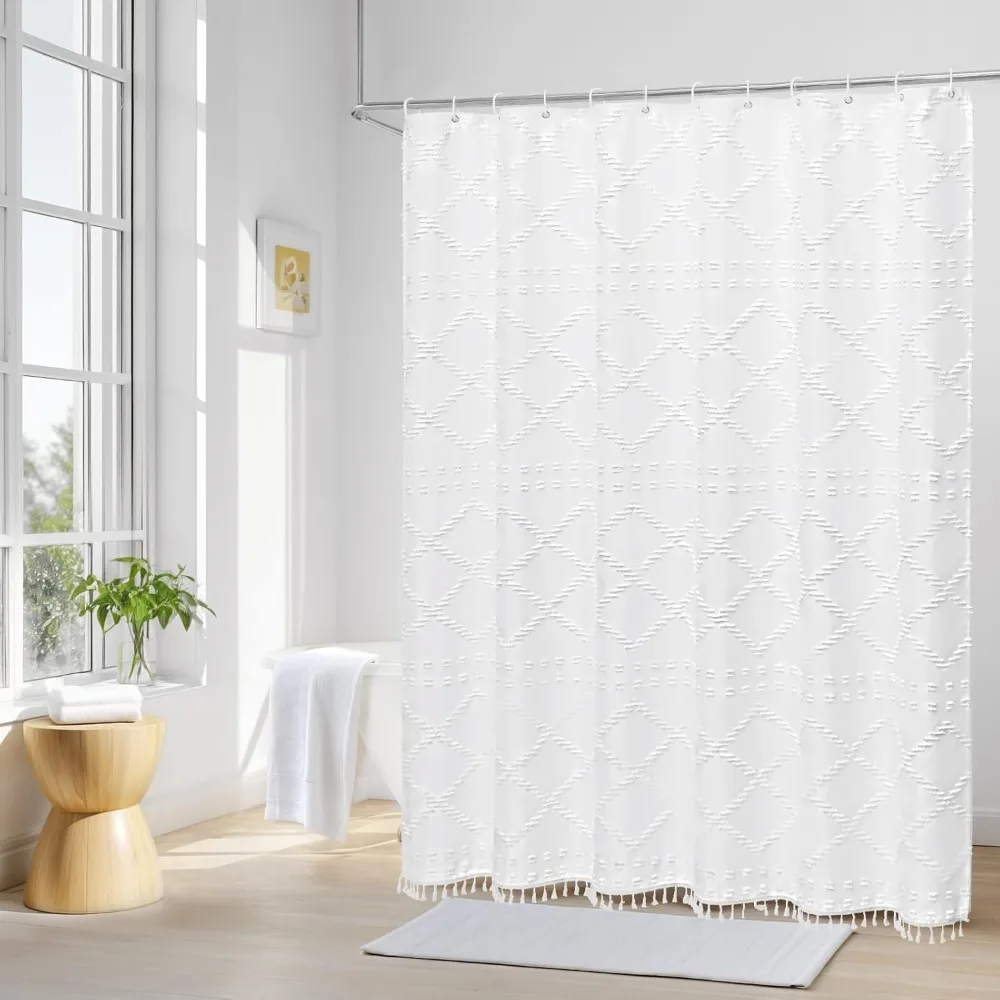 

Современная водонепроницаемая шторка для душа с кисточками, однотонная, утолщенная, без сверления, для ванной/душа