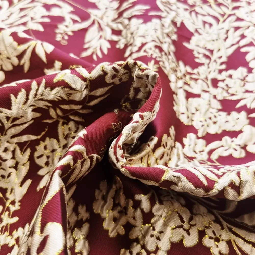 Brocade Jacquard Fabric Gold Thread Performance Dress Fashion Wholesale Cloth Per Meter Quilting Fabric Polyester Material