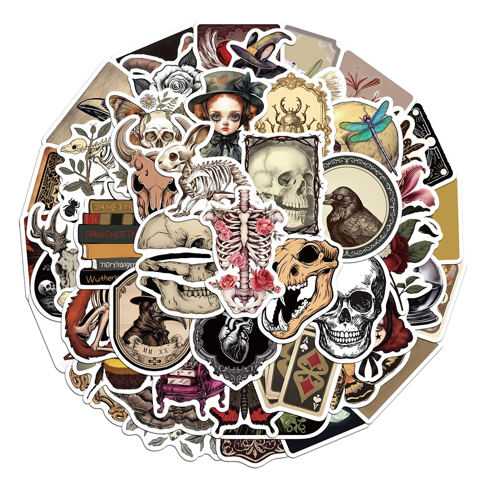 

10/30/50pcs Vintage Gothic Dark Romance Stickers Skull Witch Cartoon Decals Waterproof DIY Laptop Phone Guitar Graffiti Sticker