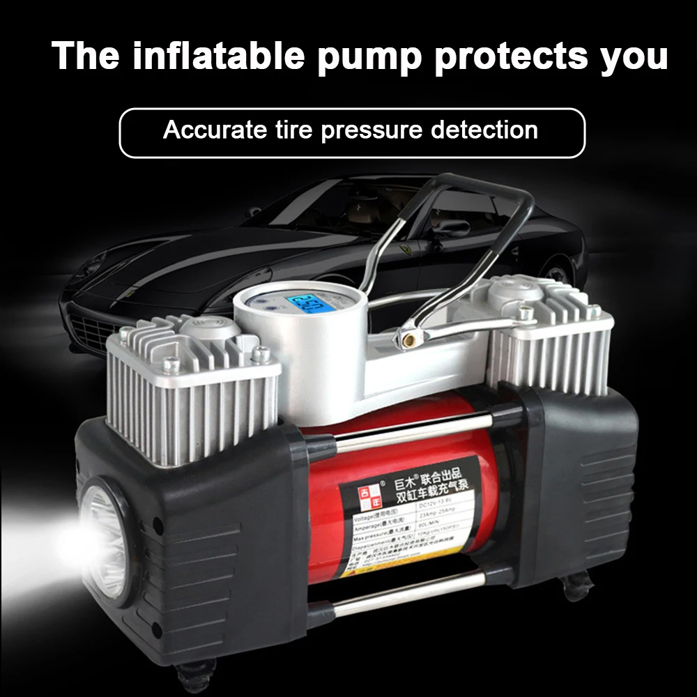 12V Car Air Pump Multifunctional Portable Dual-Cylinder Digital Display High-Power Electric Vehicle Tire Car Tire Inflator