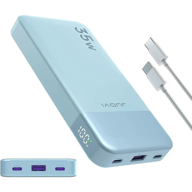 JUOVI 10000mAh Tragbare Powerbank 35W Superschnelles Laden Tragbares Ladegerät Mini Mobiler Externer Akku für Samsung iPhone 17/16/15/14 und Mehr