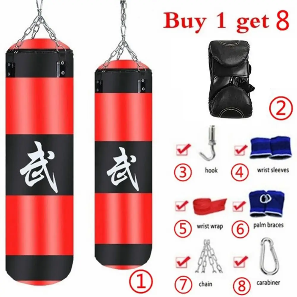 Punching Bag Sandbag Hanging 8Pcs/Set Fitness Training MMA Boxing Sport Kick Sandbag