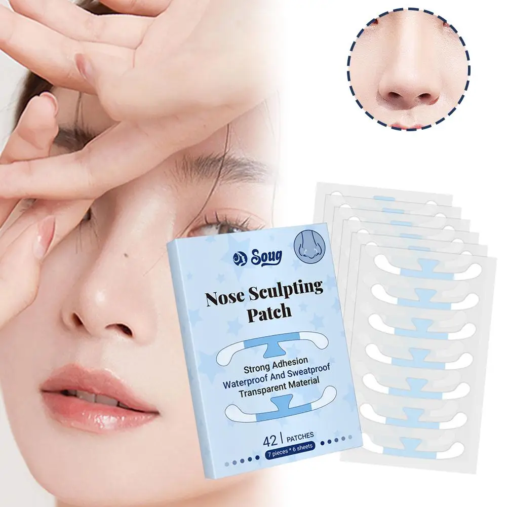 42 Stuks Onzichtbare Krimpen Neus Patch Voor Cosplay Lifting Neus Krimpen Schoonheid Strips Afslanken Neus Vleugel Stickers Neus Shaper Make-Up