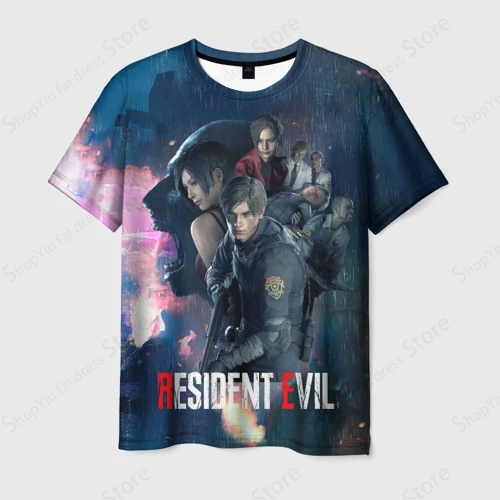 Game Men\'s T Shirt 3d Resident Evil Print Tshirt Men Women Fashion Short Sleeve T-shirt Kids Hip Hop Tops Tees Mens Clothes Teen