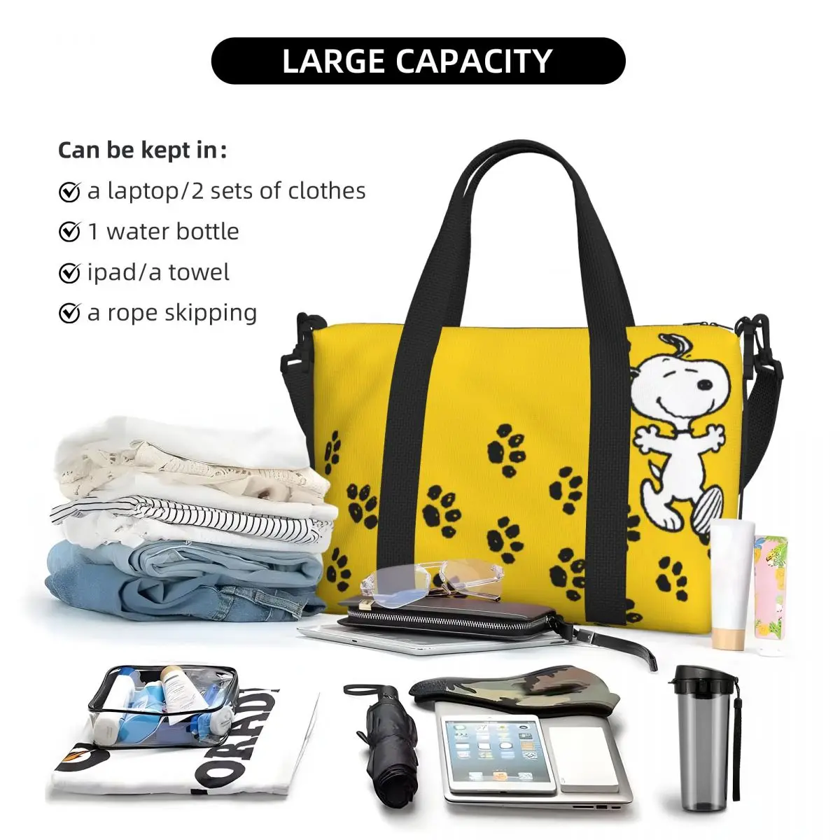 Custom Snoopys Paw Print Path Grocery Tote Shopping Bags Women Large Capacity Cartoon Comic Dog Beach Gym Travel Bags