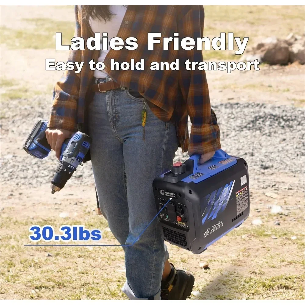 2300W Mini Inverter Generator, 30lbs Ultra-lightweight, Gas Powered, Quite & Compact,for Outdoor Activities Car Camping Mobility