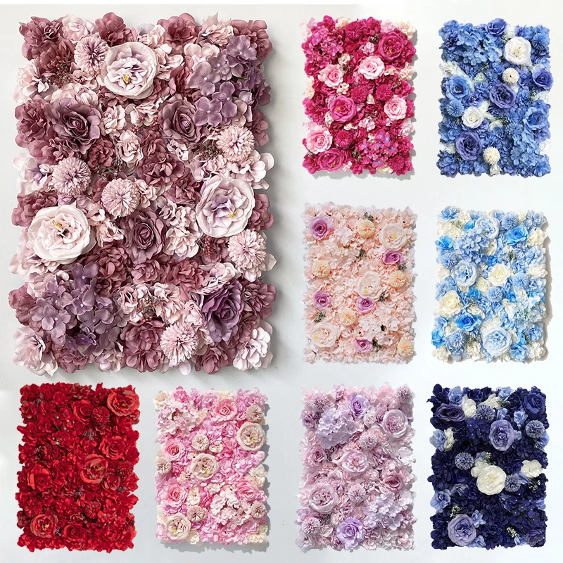 Wedding Artificial Rose Flower Wall Panel 40*60cm Home Living Room Decor Hydrangea Peony Floral Window Display Backdrop Arrange