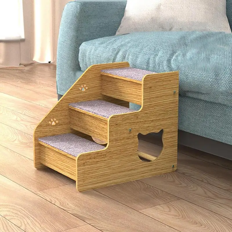 Dog Stairs & Steps 3-Steps Dog Steps For Medium/Small Dogs Old Cats Dog/Cat Ladder Wood Non-Slip For Beds And Cars High Beds