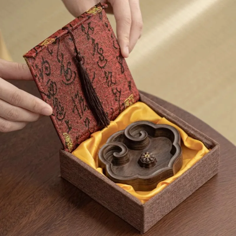 

Подарочная коробка, курильница Ruyi, деревянная основа для палочек Joss, домашнее украшение для дома/чайной комнаты/вставка для благовоний, ароматерапевтическая плита