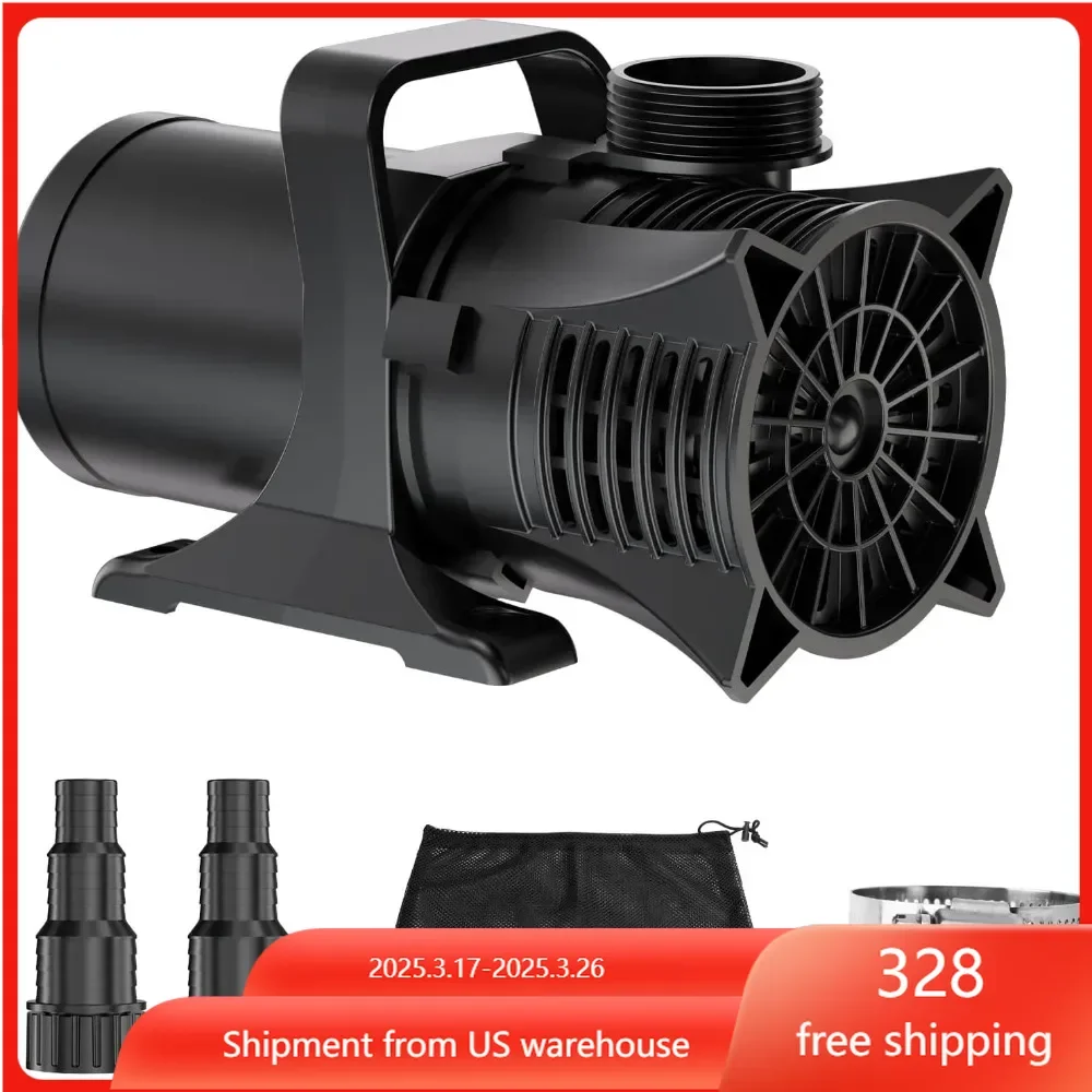 1800GPH Submersible Water Pumps Pond Pump with 20FT Cord,Adapters & Filter Bag 100W Water Fountain Pump Waterfall Pump for Pond