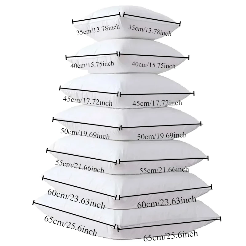 35/40/45/50/55/60/65cm poduszka domowa wypełnienie wewnętrzne wyściełane bawełną rdzeń poduszki na sofę samochód miękka poduszka wkładka poduszka rdzeń